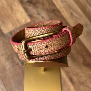 Liebeskind Berlin Leather Belt Women's Size‎ 34 Brown Pink Snake Pattern 6765